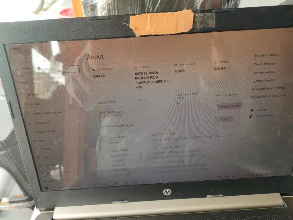 Dijual laptop merk HP, Ram : 4,00 GB, bekas, didepok