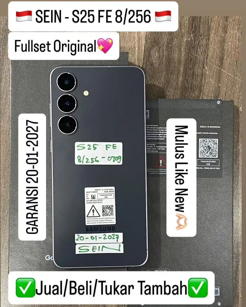 Samsung S25 FE 8/256 Gb Jetblack Resmi Sein Masih garansi panjang