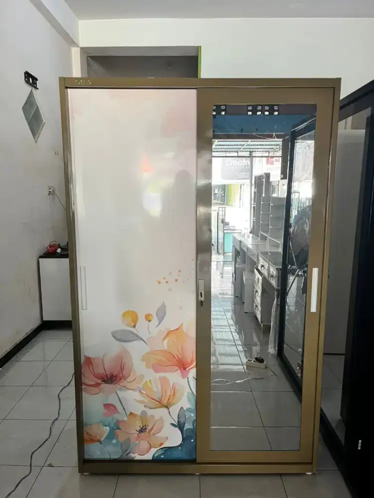 READY LEMARI BESI 2 PINTU UK 120 SLIDING TERMURAH SALE