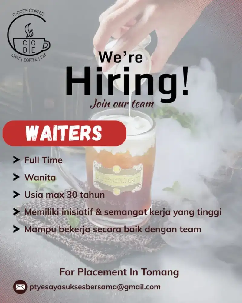 WE ARE HIRING WAITERS