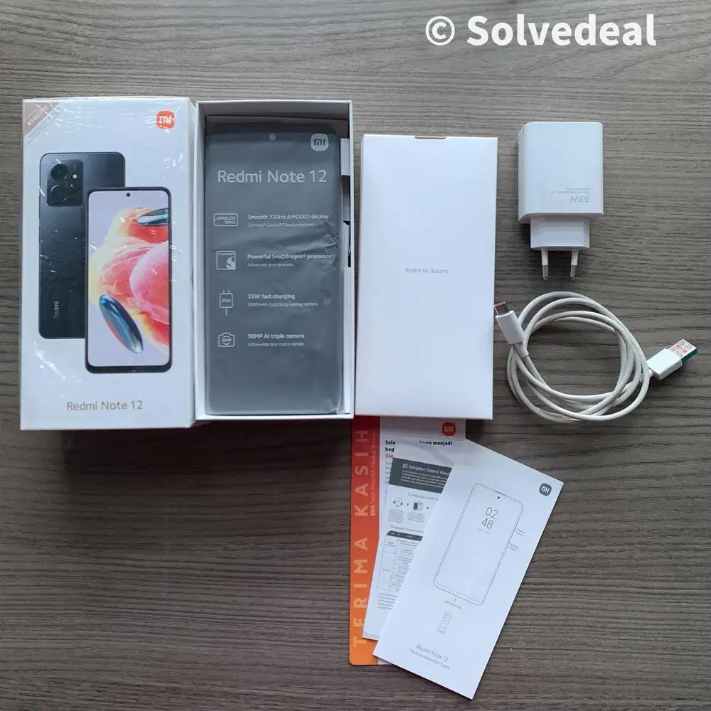 Xiaomi Redmi Note 12 Onyx Gray Fullset Original  Mulus