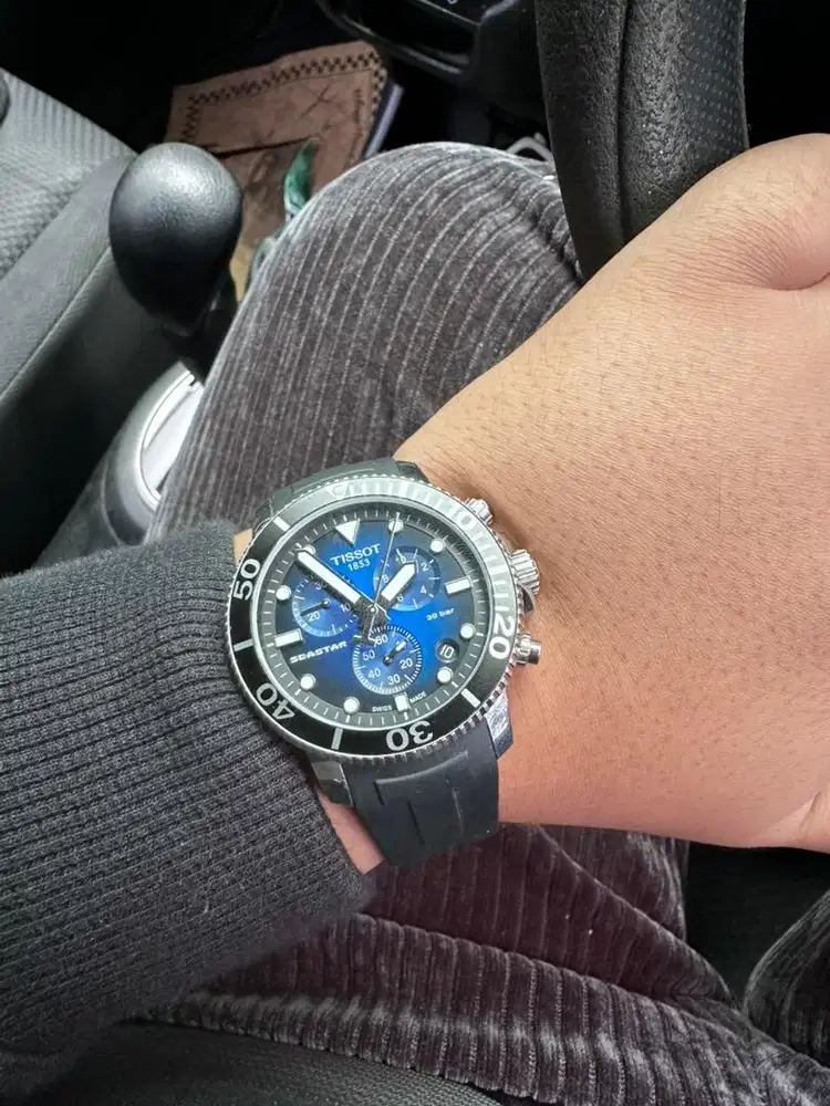 Tissot seastar 1000 blue dial analog baterai with box watches (jam)