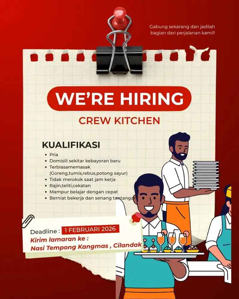 Dibutuhkan Crew Kitchen