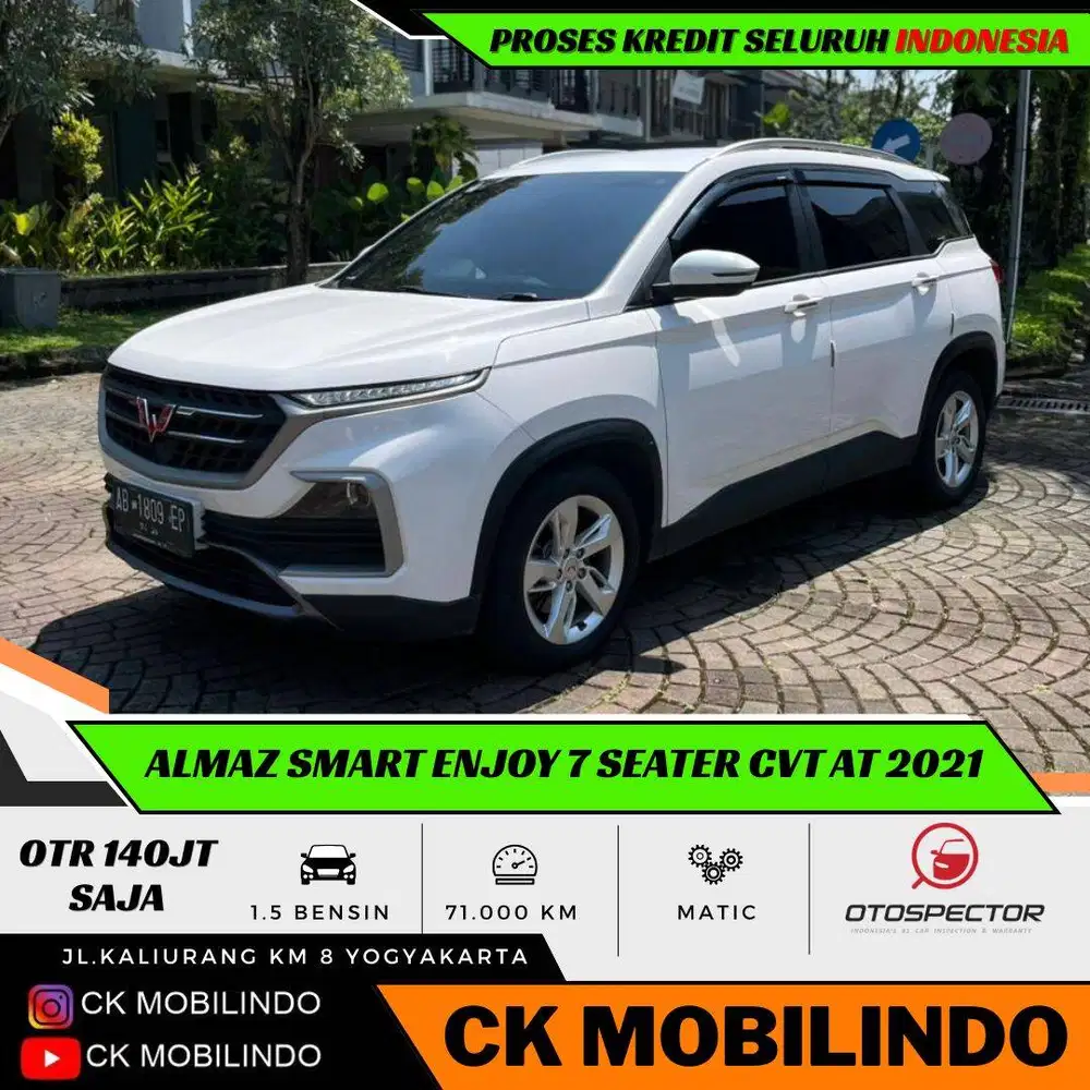 Wuling Almaz Smart Enjoy 7 Seater CVT Matic 2021 Plat AB DP Minim