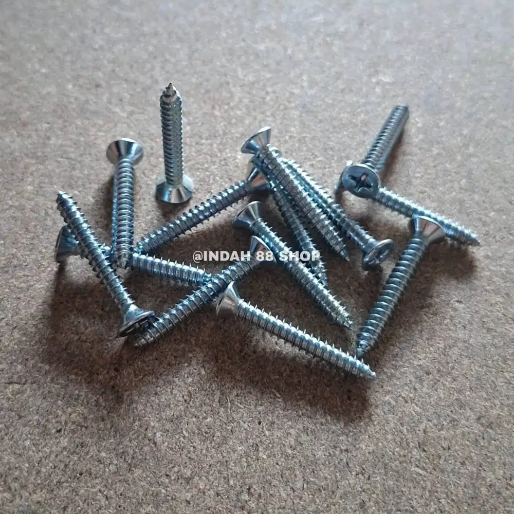 Sekrup Baut Cacing / Sekrup JF (+) Kepala Rata / Tapping Screw