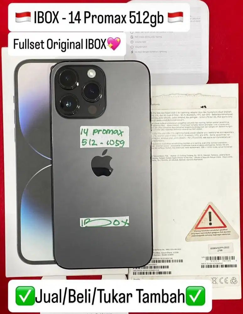 Iphone 14 Promax 512 Gb Space Black Ibox Fullset Original