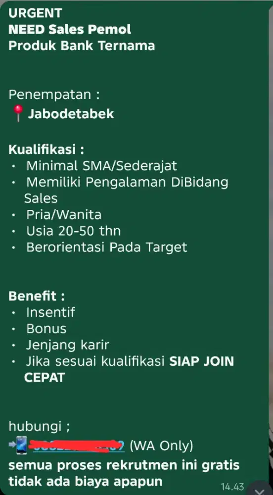 LOKER SALES JABODETABEK