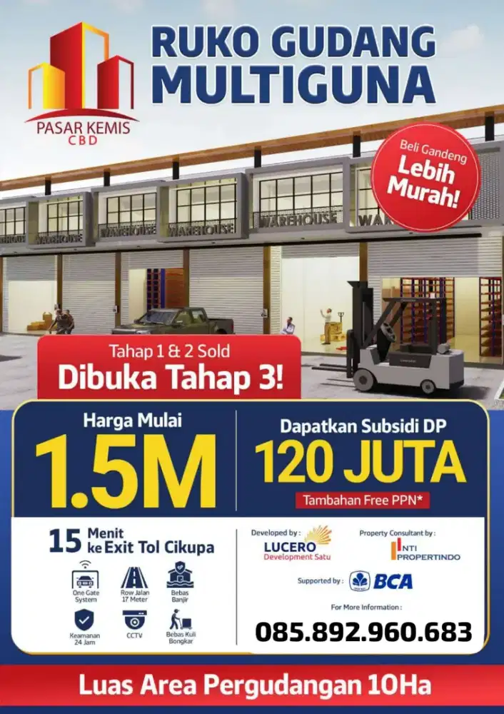 Gudang Ready Siap Pakai Pergudangan multiguna CBD pasarkemis tangerang