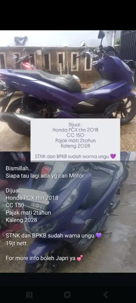 Honda PCX 2018 ungu