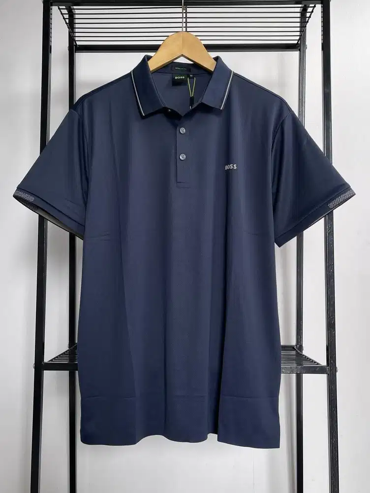 BOSS MEN ATHLEISURE STRETCH POLO SHIRT - NAVY (L & XL)