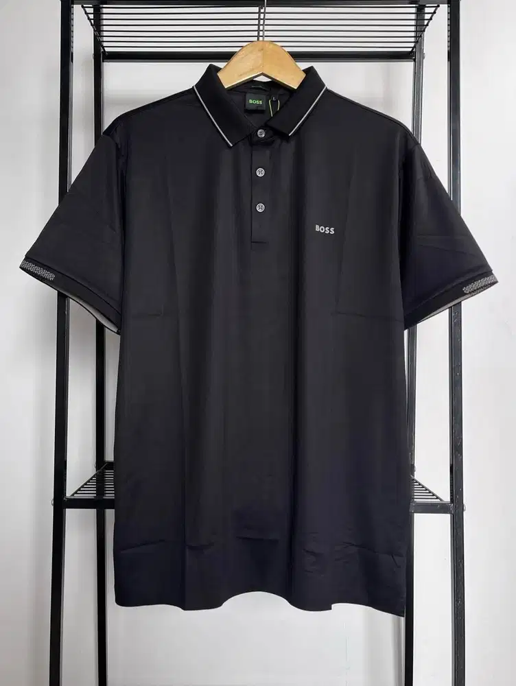 BOSS MEN ATHLEISURE STRETCH POLO SHIRT - BLACK (XL)