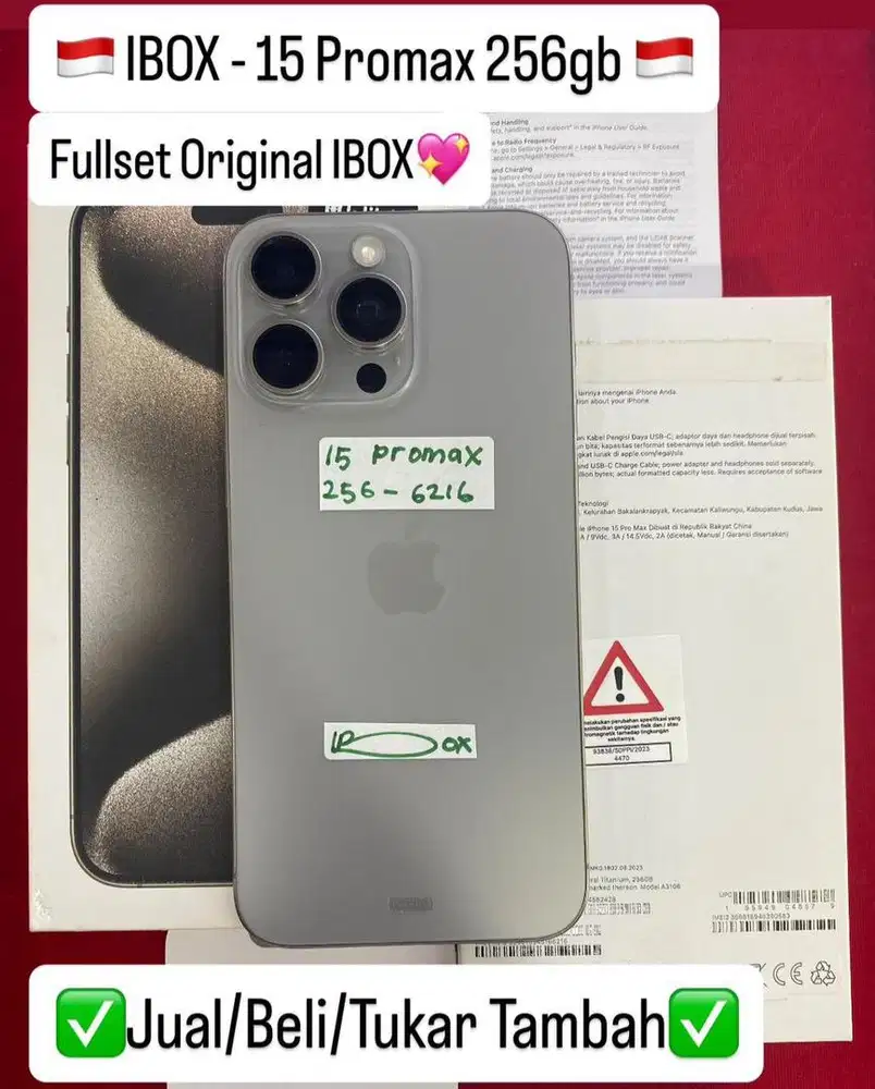 Iphone 15 Promax 256 Gh Natural Titanium Ibox Fullset Original