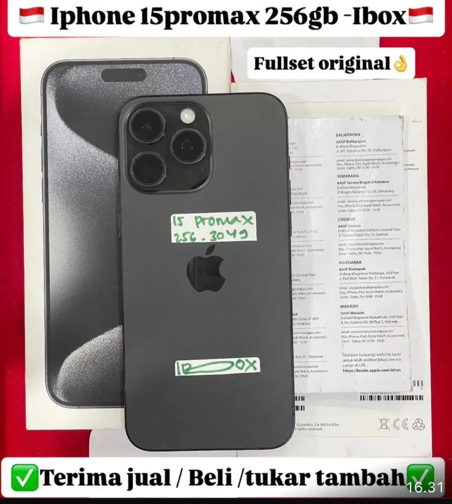 Iphone 15 Promax 256 Gb Black Titanium Ibox Fullset Original