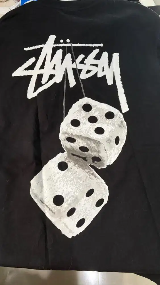 STUSSY FUZZY DICE BLACK TEE ORI 100%