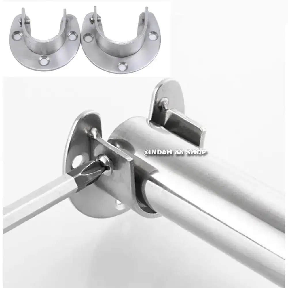 Bracket Gantungan Batang Gorden / Kaki U Dudukan Tiang Tirai Shower
