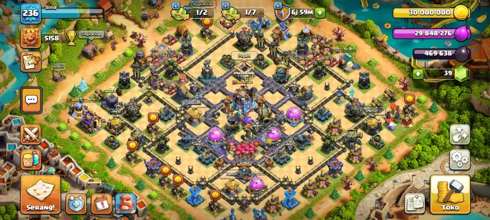 Jual akun Clash of clans (COC) TH 18
