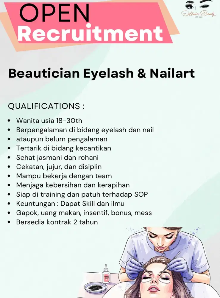 Lowongan terapis eyelash dan ART