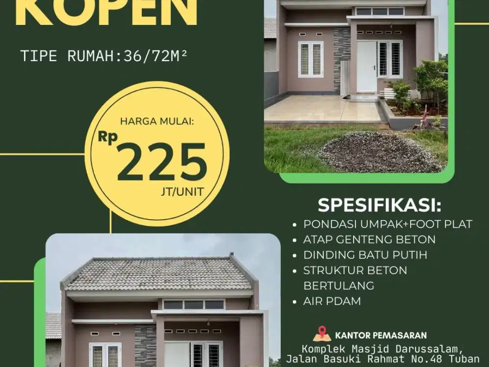 Rumah Nyaman, Lingkungan Asri, Lokasi Strategis, Mutiara Kopen Solusinya