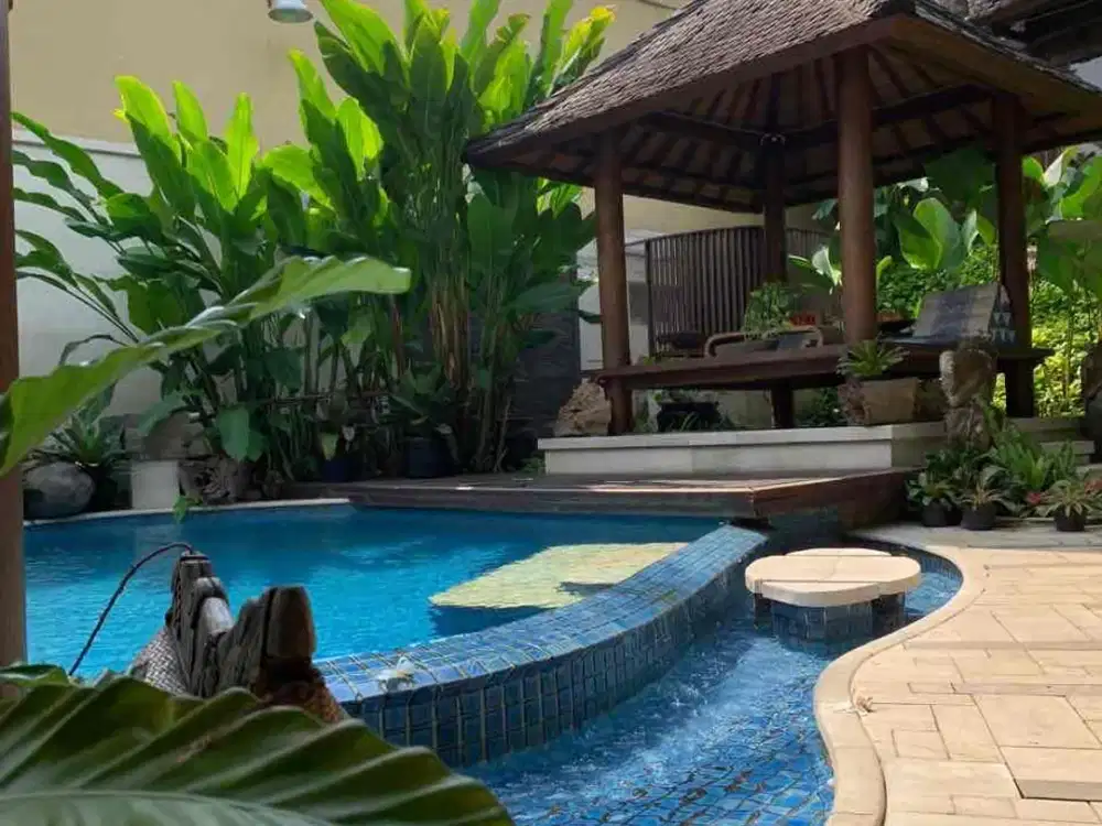 Rumah Bergaya Villa Tropis dengan Kolam Renang. Sangat Terawat di River Park Bintaro Jaya Sektor 8