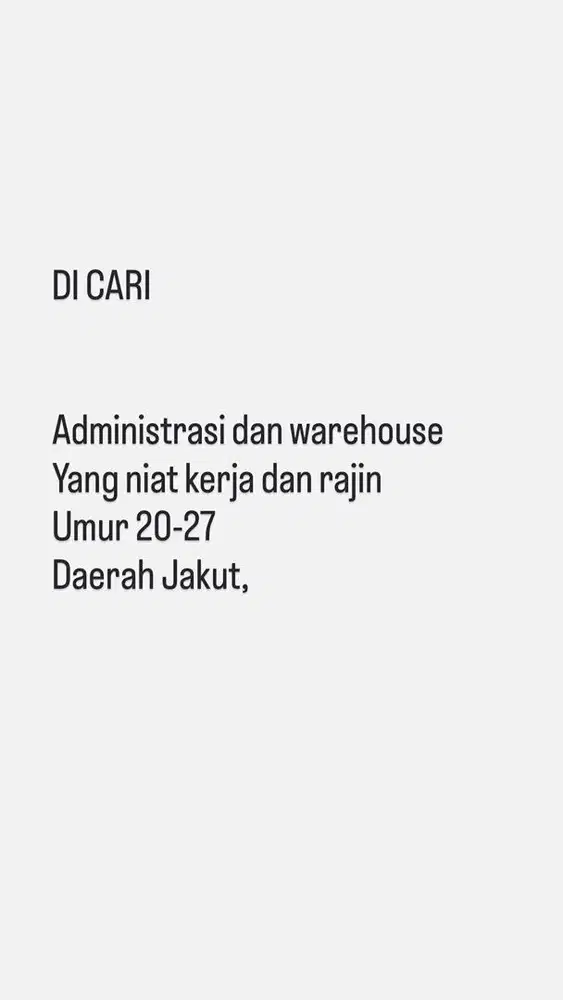 Di cari Administrasi dan warehouse