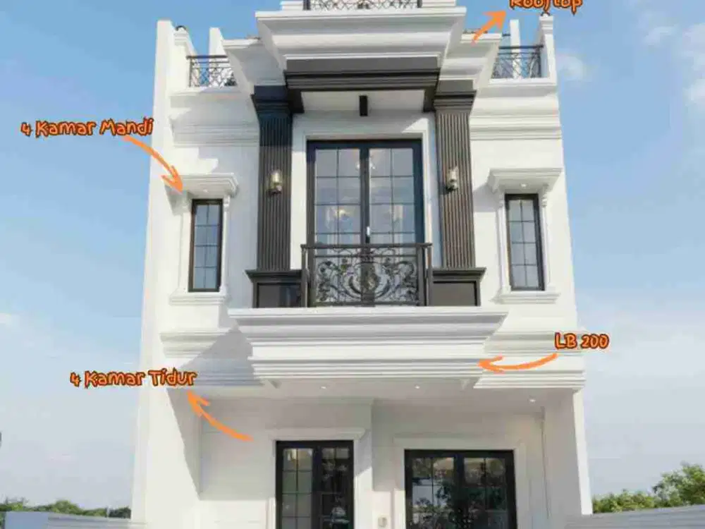 Jual Rumah Rooftop 2,5 Lantai LB 200 m² LT 93 m² Akses mobil Free umroh dan kitchen set di Kebagusan Pasar Minggu Jakarta Selatan SHM Bebas banjir