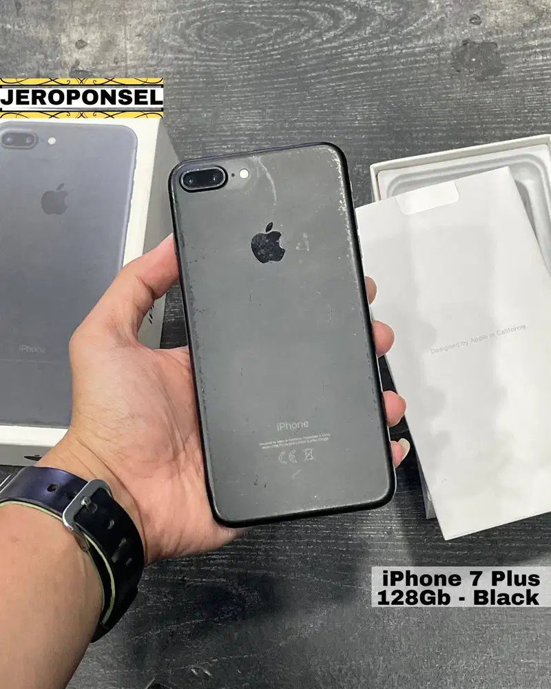 IPHONE 7 PLUS 128GB BLACK MULUS ADA MINUS FULL SET