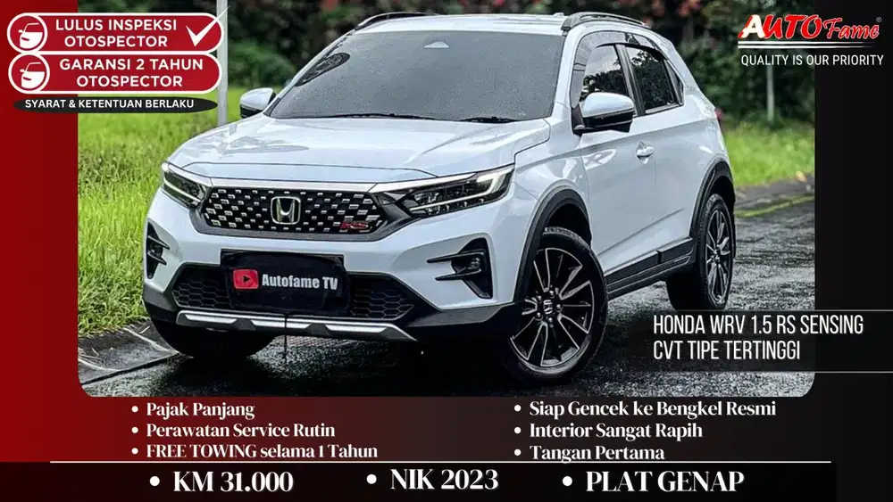 Honda WRV 1.5 RS Sensing CVT TIPE TERTINGGI White On Black NIK 2023