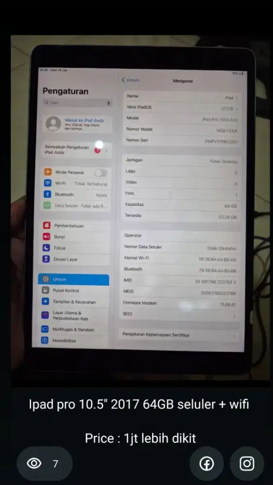 iPad pro 2017 64GB 10,5inc