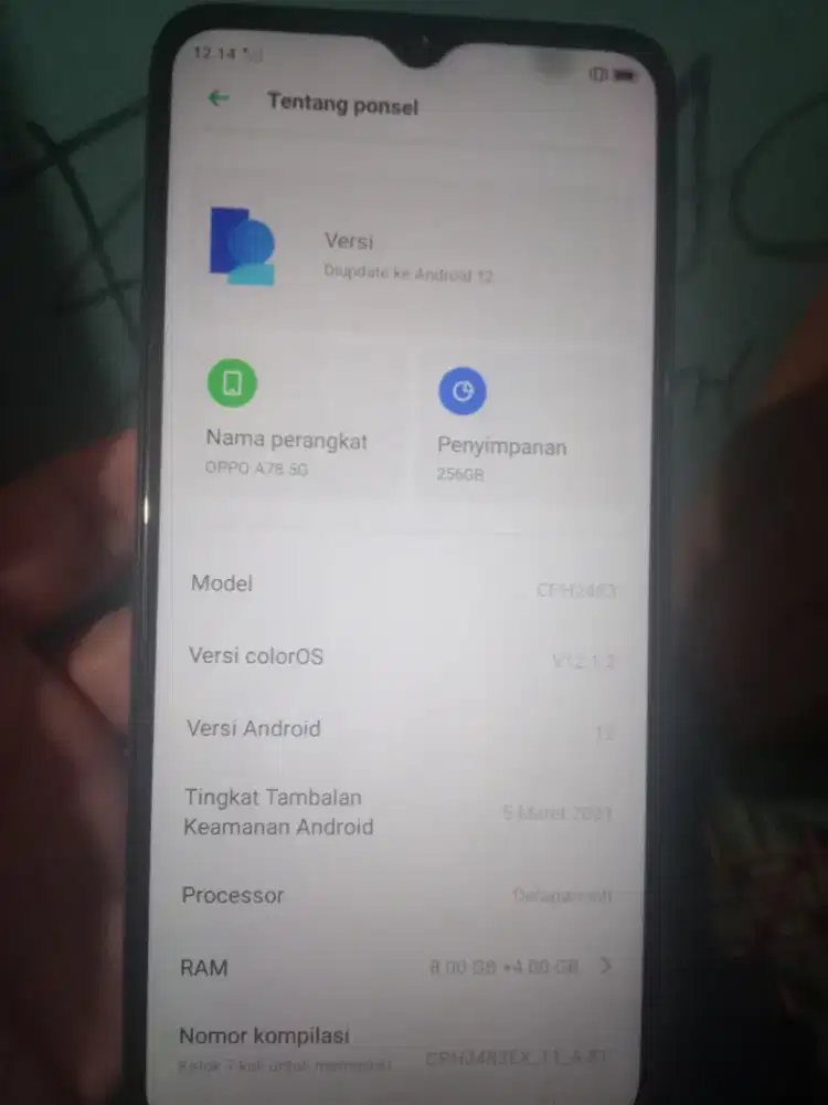 oppo a78 5g 8/258 mulus komplit lcd ori