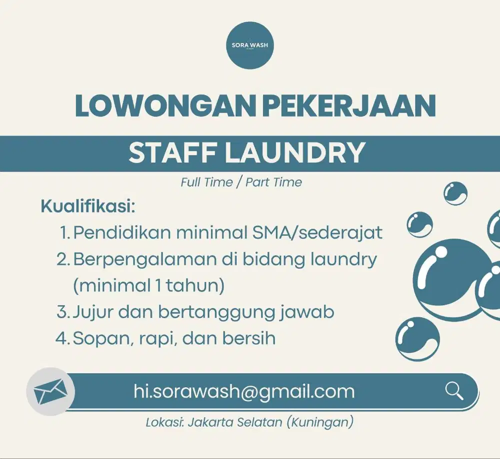 STAFF LAUNDRY (FULL TIME / PART TIME)