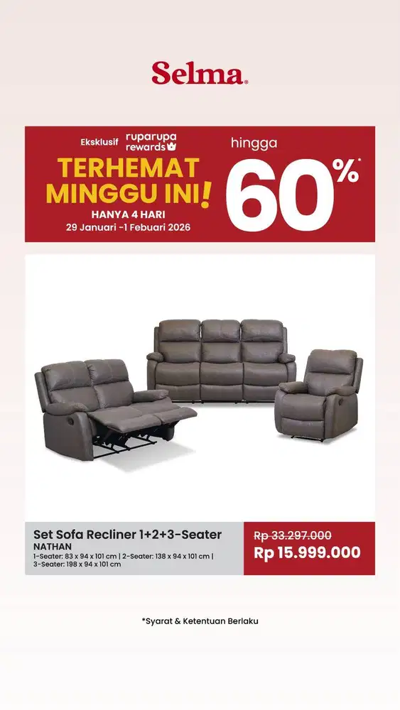 Sofa set reclainer Nathan selma