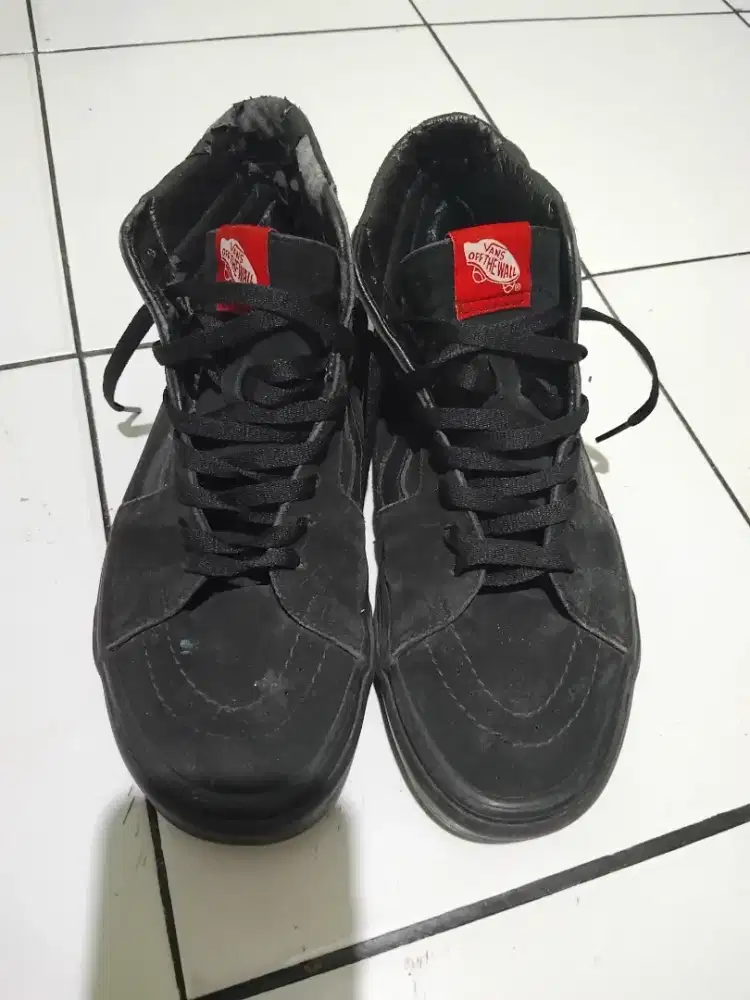 Vans All Black Suede Monochrome Sk8-Hi Unisex Skateboarding Shoes