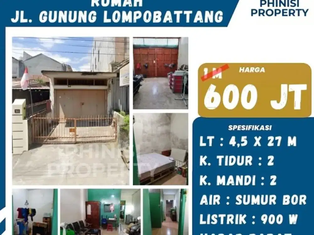 DIJUAL Rumah Murah Jalan Gunung Lompobattang dekat Tinggi Mae