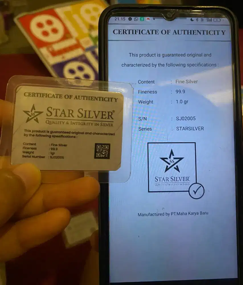 Perak Silver Batangan 1 Gram