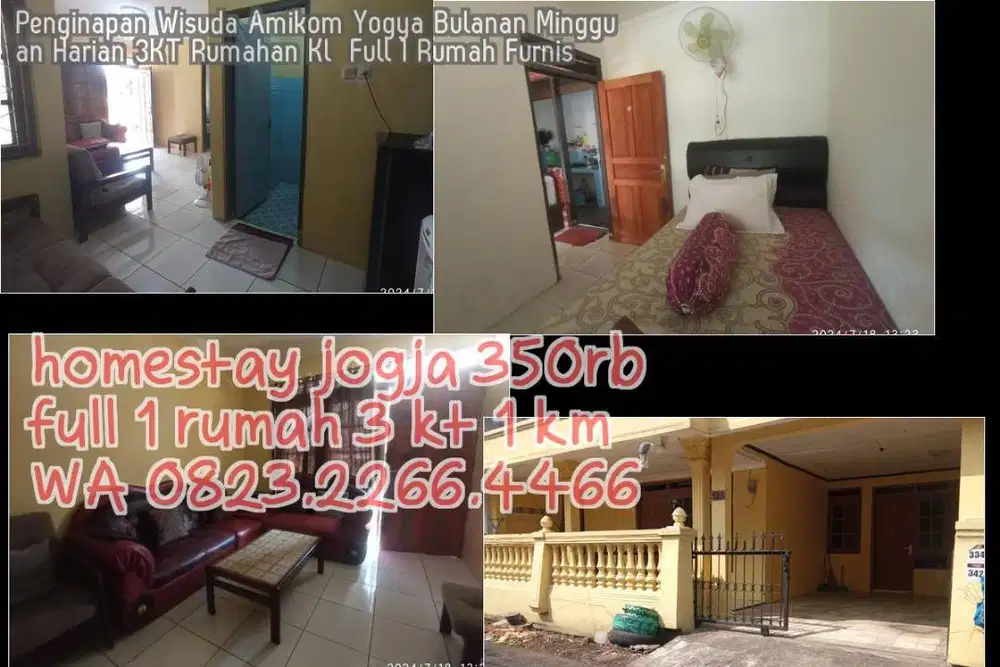 Penginapan Wisuda Amikom Yogya Bulanan Mingguan Harian 3KT Rumahan Kl