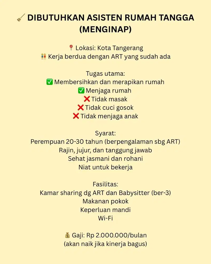 DIBUTUHKAN ART MENGINAP