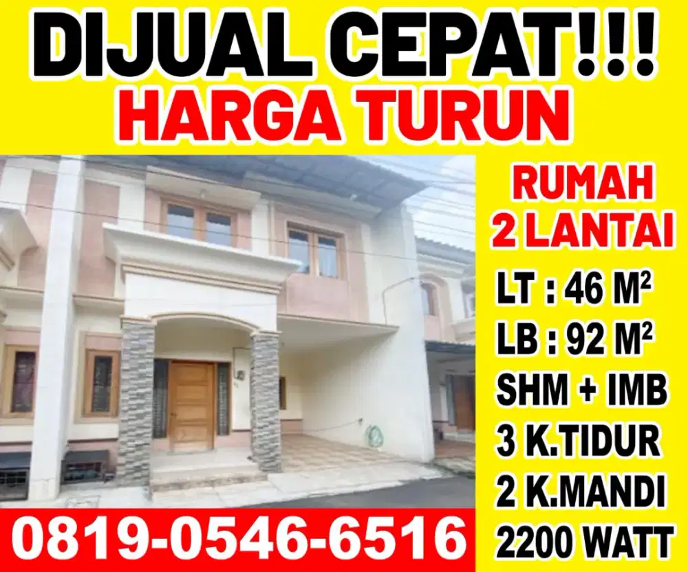 JUAL CEPAT-HARGA TURUN RUMAH 2 LANTAI