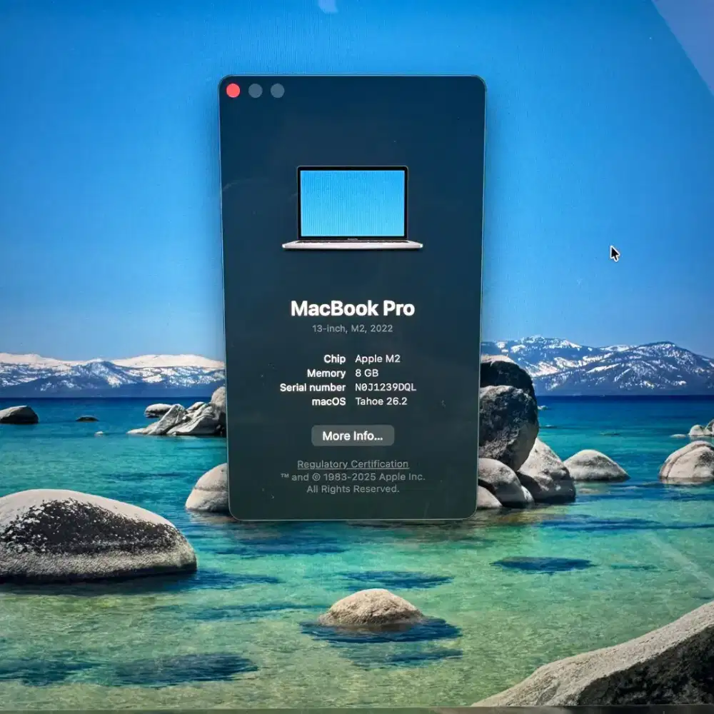 Macbook Pro M2 13 Inch Ram 8 Ssd 512 lengkap full set grey mulus ibox