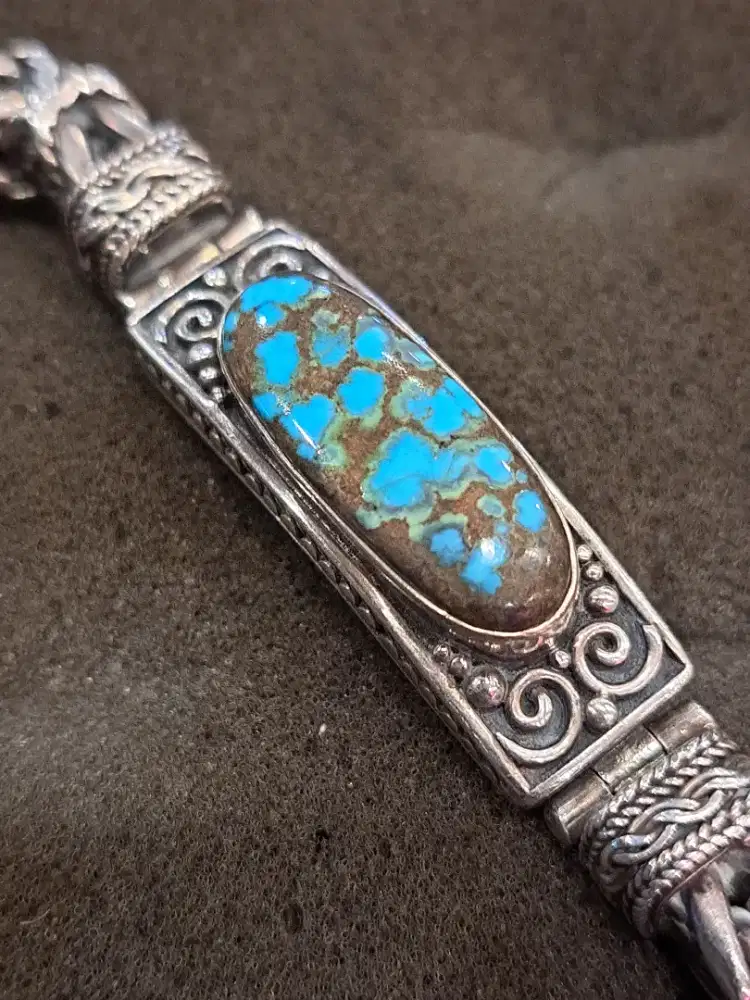 Gelang permata pirus perak hand made bagus berat