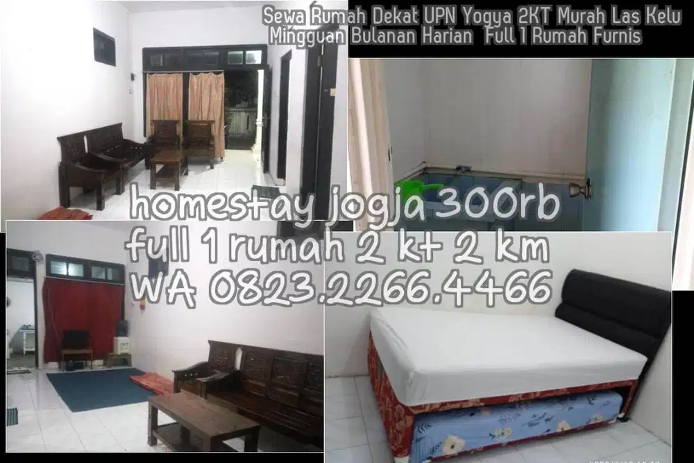Sewa Rumah Dekat UPN Yogya 2KT Murah Las Kelu Mingguan Bulanan Harian