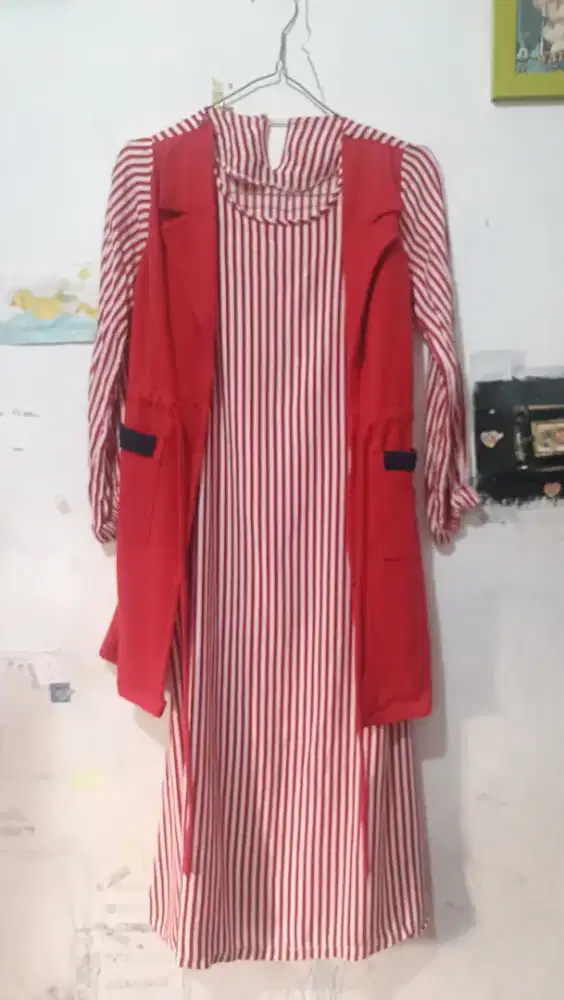 Gamis anak katun salur