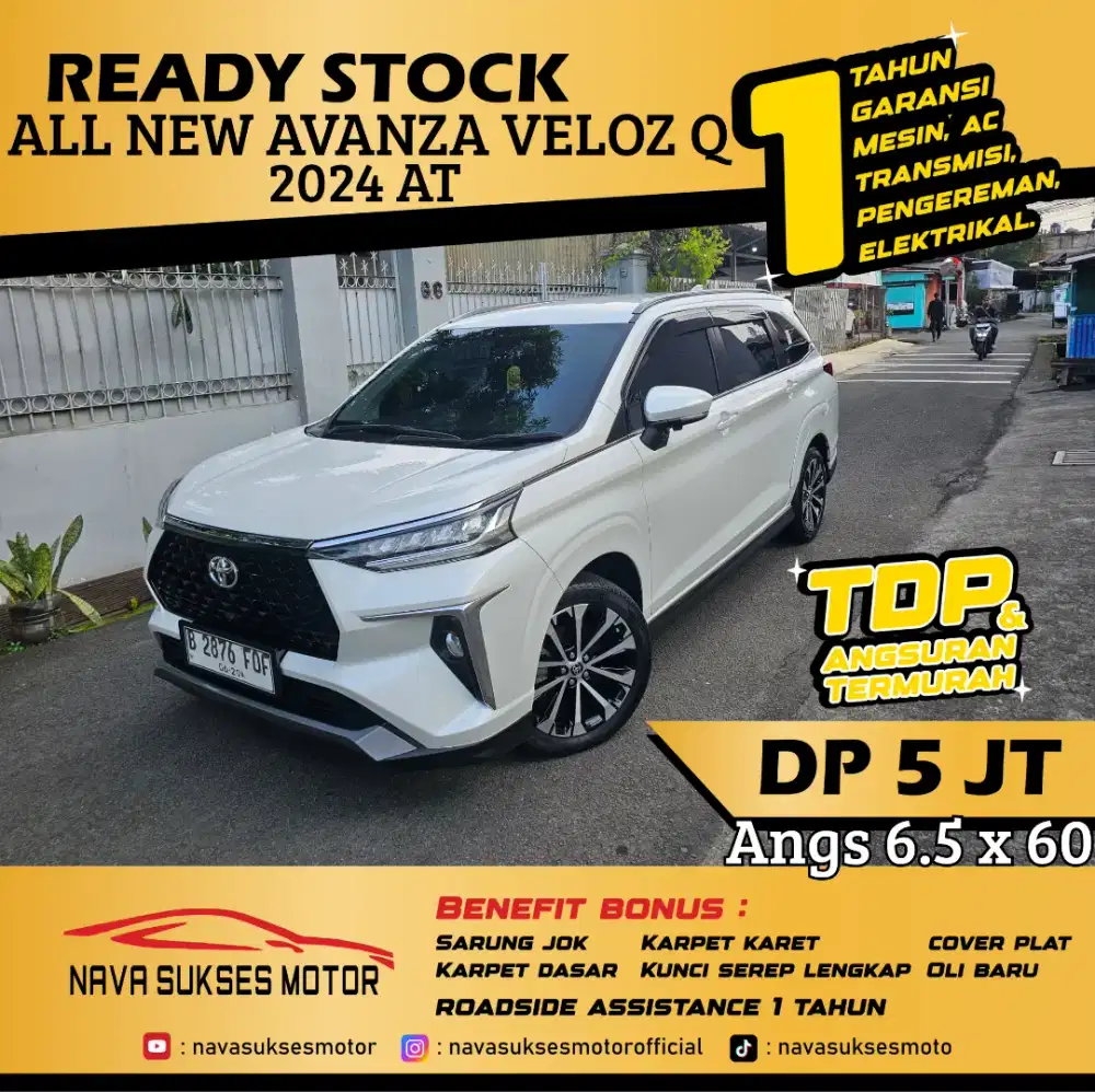 TDP 5 Jt Angs Termurah All New Avanza Veloz Q 2024 Matic Putih Low Km