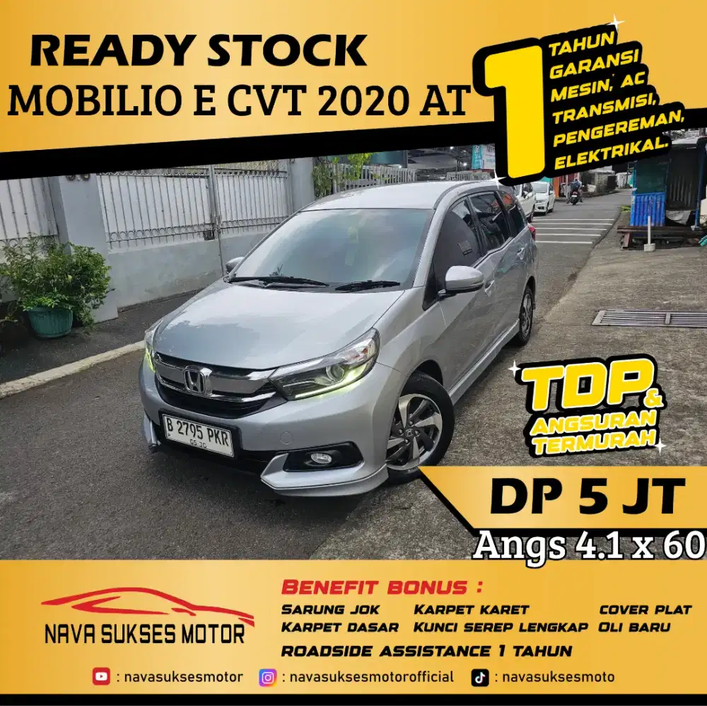 TDP 5 Jt Angs Termurah Mobilio E CVT 2020 Matic Silver Low Km Like New