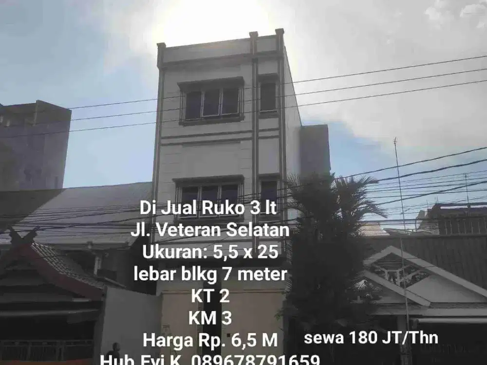 Dijual dan Disewakan Ruko 3 lt di Jl. Veteran Selatan Makassar