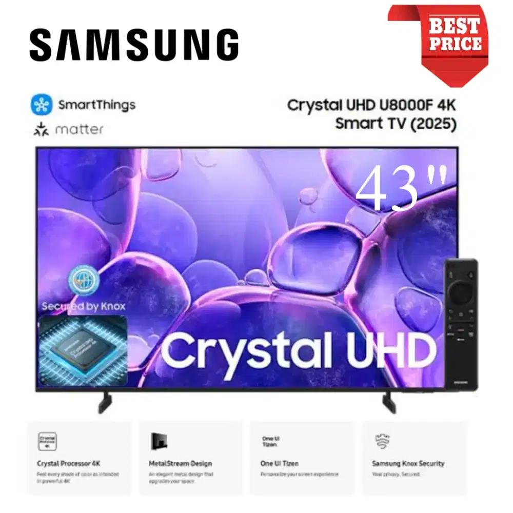 Samsung 43 Crystal UHD 4K U8000F Smart TV Processor 4K SmartThings