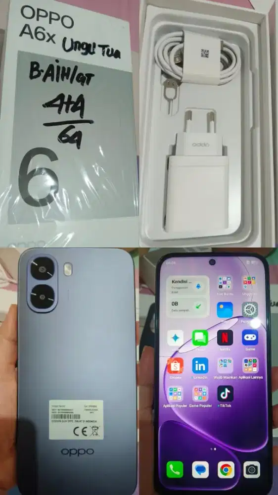 Handphone OPPO A6X Ungu Tua (BARU BUKA SEGEL BELUM DIPAKAI SAMA SEKALI