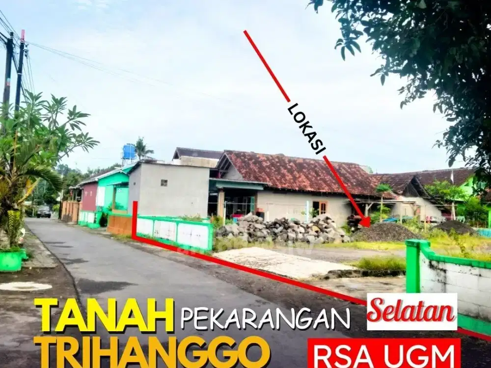 Tanah strategis Jogja selatan RSA UGM Lt 817 m2 ld 16,5 m SHM Pekarangan