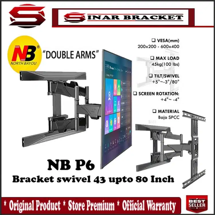 Bracket Tv 70, 65, 55, 50, 49 43 inch Braket Swivel North Bayou import