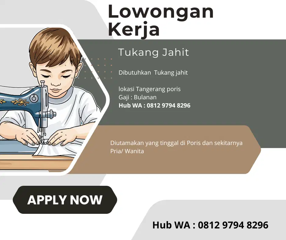 Lowongan Kerja Tukang Jahit