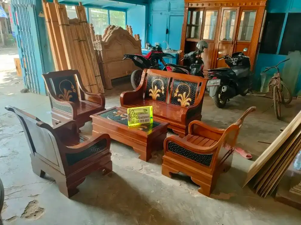 Kursi tamu minimalis semut full kayu jati